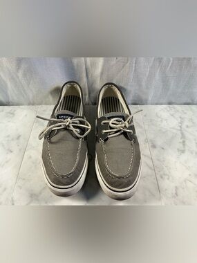 Boat shoes - Sperry Topsider white sole grey canvas *Excellent